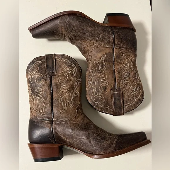 Shyanne Womens Sz 8.5M Western Cowgirl Cowboy Boots Snip Toe Brown Leather - Picture 6 of 16